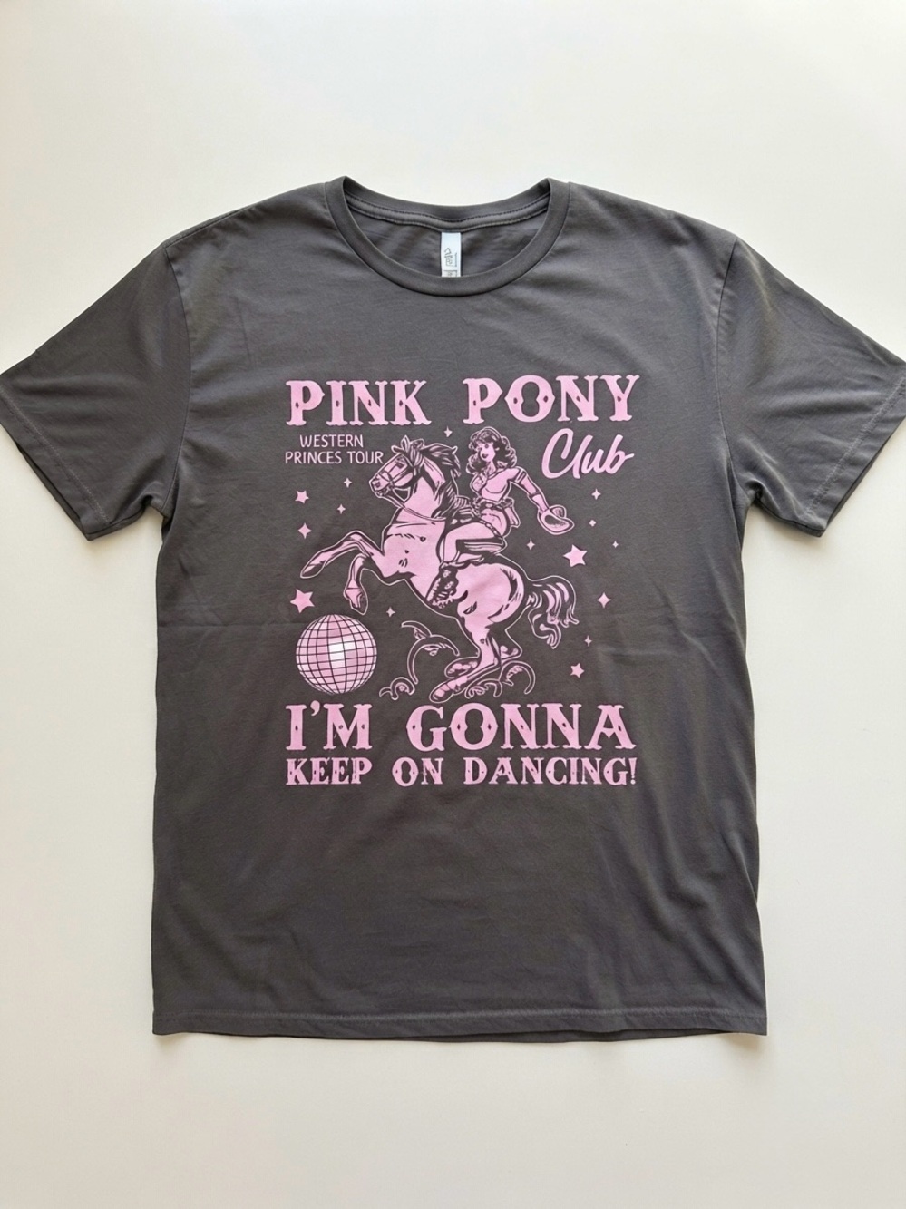 Chappell Roan Pink Pony Club Graphic Tee - Charcoal with Pink